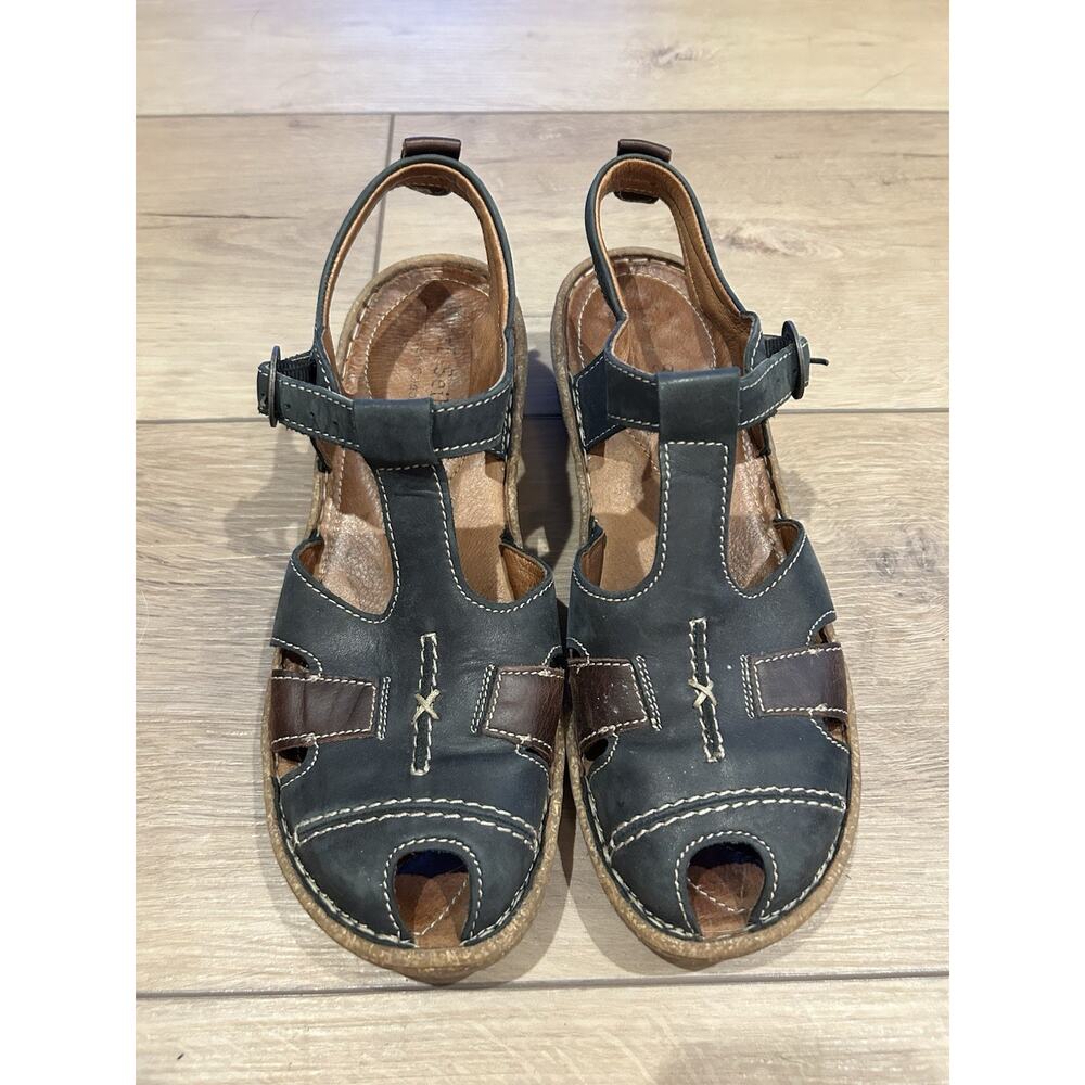 Joseph Seibel size 42 Women's Sandals Charcoal/Brown Peep toe Shoes F25